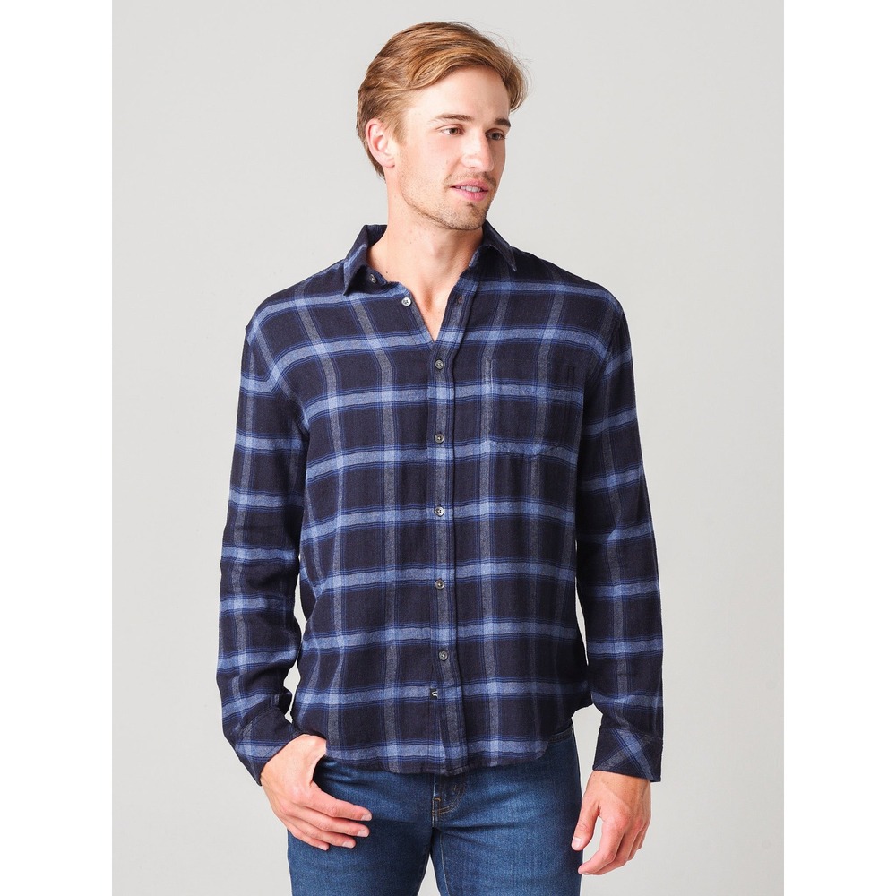 Rails Mens Brushed Lennox Plaid Button Down Shirt Navy Heather Blue XL